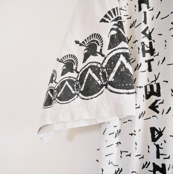 Vintage 300 Film This Is Sparta Allover Graphic Shirt - White Black - Size XL - Picture 3 of 5